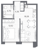 2 ккв (Евро) № 283 Корп.: 1 , Секция 6  в ЖК Галерная гавань