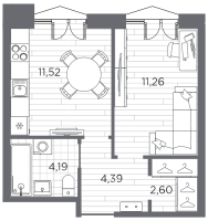 1 ккв № 13 Корп.: 3 , Секция 1  в ЖК Галерная гавань