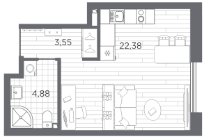 Студия № 230 Корп.: 1 , Секция 5  в ЖК Галерная гавань