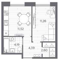 1 ккв № 48 Корп.: 3 , Секция 1  в ЖК Галерная гавань