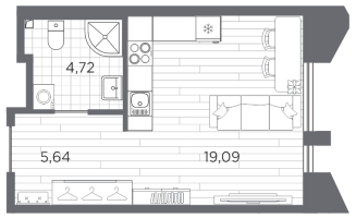 Студия № 16 Корп.: 3 , Секция 1  в ЖК Галерная гавань