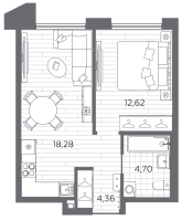 2 ккв (Евро) № 290 Корп.: 1 , Секция 6  в ЖК Галерная гавань