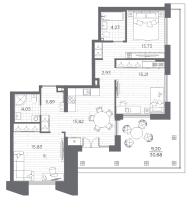 3 ккв № 277 Корп.: 1 , Секция 5  в ЖК Галерная гавань