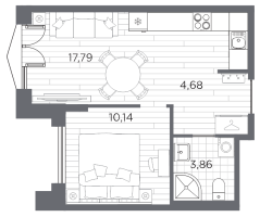 2 ккв (Евро) № 10 Корп.: 3 , Секция 1  в ЖК Галерная гавань