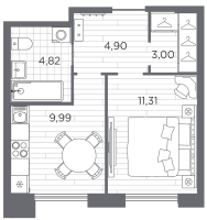 1 ккв № 198 Корп.: 3 , Секция 3  в ЖК Галерная гавань