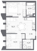 3 ккв (Евро) № 216 Корп.: 5 , Секция 4  в ЖК Галерная гавань