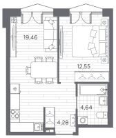 2 ккв (Евро) № 168 Корп.: 3 , Секция 3  в ЖК Галерная гавань
