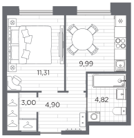1 ккв № 177 Корп.: 3 , Секция 3  в ЖК Галерная гавань