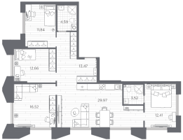 5 ккв (Евро) № 276 Корп.: 1 , Секция 5  в ЖК Галерная гавань