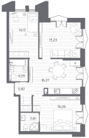 4 ккв (Евро) № 144 Корп.: 3 , Секция 3  в ЖК Галерная гавань