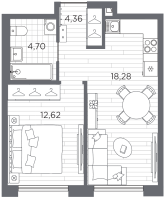 2 ккв (Евро) № 346 Корп.: 1 , Секция 6  в ЖК Галерная гавань