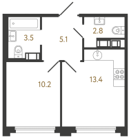 1 ккв № 569 Корп.: 3 , Секция 3.2  в ЖК Гений