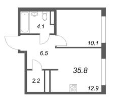 1 ккв № 940 Корп.: 5 , Секция 2  в ЖК Гений