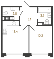 1 ккв № 518 Корп.: 3 , Секция 3.1  в ЖК Гений