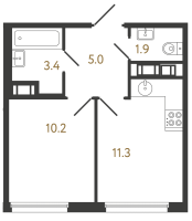 1 ккв № 514 Корп.: 3 , Секция 3.1  в ЖК Гений