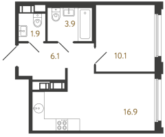 2 ккв (Евро) № 422 Корп.: 2 , Секция 2.2  в ЖК Гений