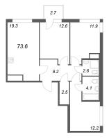 4 ккв (Евро) № 1162 Корп.: 6 , Секция 2  в ЖК Гений