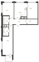 3 ккв № 15 Корп.: 1 , Секция 1.1  в ЖК Гений