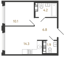 1 ккв № 397 Корп.: 2 , Секция 2.2  в ЖК Гений