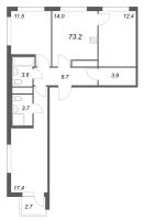 3 ккв № 663 Корп.: 4 , Секция 1  в ЖК Гений