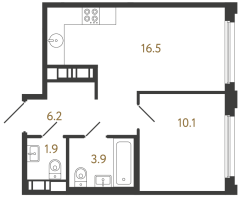 2 ккв (Евро) № 421 Корп.: 2 , Секция 2.2  в ЖК Гений