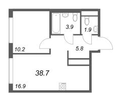 2 ккв (Евро) № 954 Корп.: 5 , Секция 2  в ЖК Гений