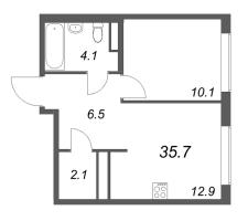 1 ккв № 920 Корп.: 5 , Секция 2  в ЖК Гений