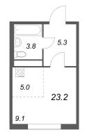 Студия № 685 Корп.: 4 , Секция 2  в ЖК Гений