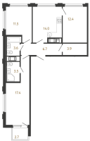 3 ккв № 9 Корп.: 1 , Секция 1.1  в ЖК Гений