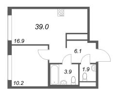 2 ккв (Евро) № 1025 Корп.: 5 , Секция 2  в ЖК Гений