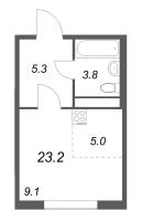 Студия № 688 Корп.: 4 , Секция 2  в ЖК Гений