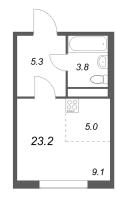 Студия № 612 Корп.: 4 , Секция 1  в ЖК Гений