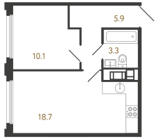 2 ккв № 399 Корп.: 2 , Секция 2.2  в ЖК Гений