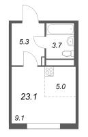 Студия № 740 Корп.: 4 , Секция 2  в ЖК Гений
