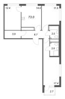 3 ккв № 744 Корп.: 4 , Секция 2  в ЖК Гений