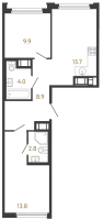 3 ккв (Евро) № 113 Корп.: 1 , Секция 1.2  в ЖК Гений