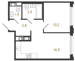 2 ккв (Евро) № 403 Корп.: 2 , Секция 2.2  в ЖК Гений