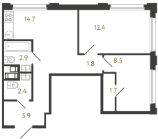 3 ккв (Евро) № 410 Корп.: 2 , Секция 2.2  в ЖК Гений