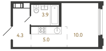 Студия № 402 Корп.: 2 , Секция 2.2  в ЖК Гений