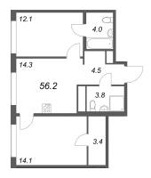 2 ккв № 758 Корп.: 5 , Секция 1  в ЖК Гений