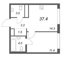 1 ккв № 765 Корп.: 5 , Секция 1  в ЖК Гений