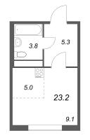 Студия № 613 Корп.: 4 , Секция 1  в ЖК Гений