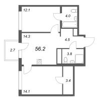 2 ккв № 857 Корп.: 5 , Секция 1  в ЖК Гений