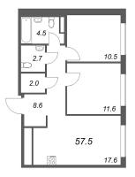3 ккв (Евро) № 938 Корп.: 5 , Секция 2  в ЖК Гений