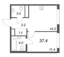 1 ккв № 763 Корп.: 5 , Секция 1  в ЖК Гений