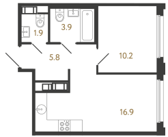 2 ккв (Евро) № 493 Корп.: 2 , Секция 2.2  в ЖК Гений