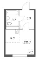 Студия № 667 Корп.: 4 , Секция 1  в ЖК Гений