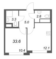 1 ккв № 1079 Корп.: 6 , Секция 1  в ЖК Гений