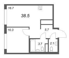2 ккв (Евро) № 848 Корп.: 5 , Секция 1  в ЖК Гений
