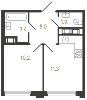 1 ккв № 519 Корп.: 3 , Секция 3.1  в ЖК Гений